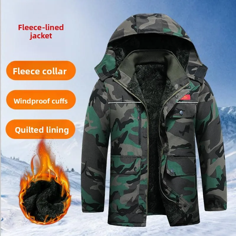 

Зимний хлопковый джет, мужская морозостойкая северо-восточная складская теплая камуфляжная спецодежда на подкладке, защита труда