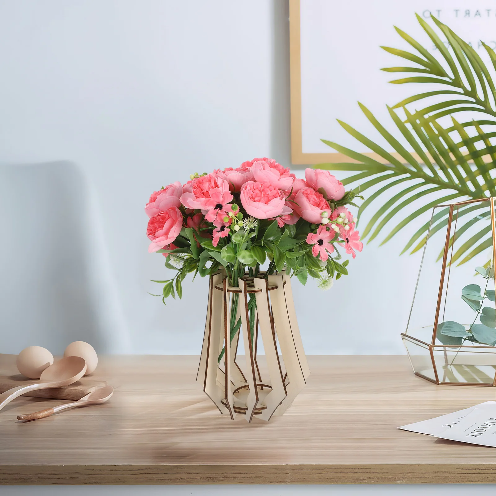 

Creative Home Decor Wooden For Flower Arrangement Dried Flowers Display Stand Desktop Tabletop Office Decor Vase