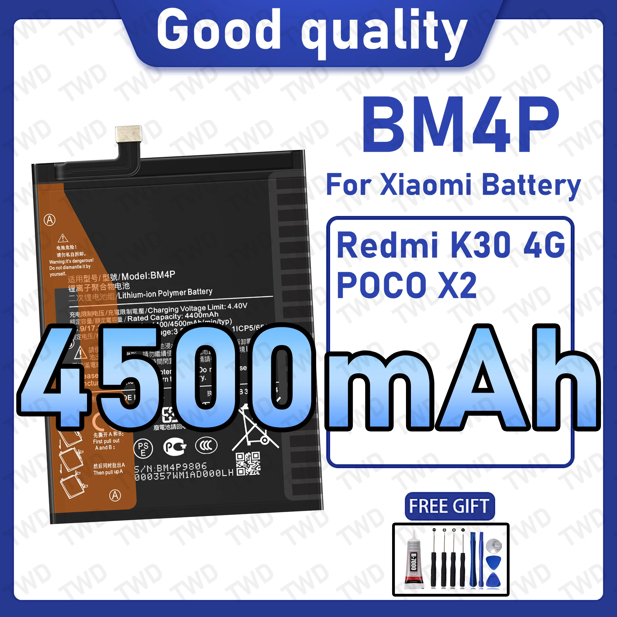 

BM4P Large capacity 4500mAh Battery For Xiaomi Redmi K30 4G/POCO X2 Batteries New High Quanlity+Free Tools