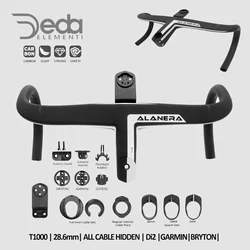 DEDA ALAENRA Fittings T1000 Carbon Road Handlebar Full Internal Wiring 28.6mm with Computer Holder support Garmin Di2