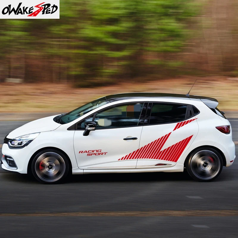 

1Set Car Door Side Decor Stickers For-Renault Clio RS Racing Sport Stripe DIY Vinyl Decal Auto Body Kit Film Tunning Accessories