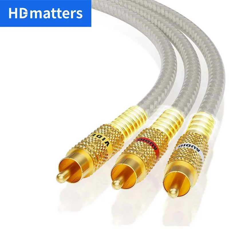 Premium RCA Cable Triple Composite Audio/Video Cable Shielded 3 RCA AV Cable 3-RCA to 3-RCA Composite Video Stereo Audio Cable