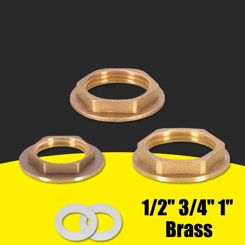 1 Pcs Brass Hexagon Jam Nut Back Nut Flange Ring Nut Lock Nut Water Tank Connector Fastener 1/2