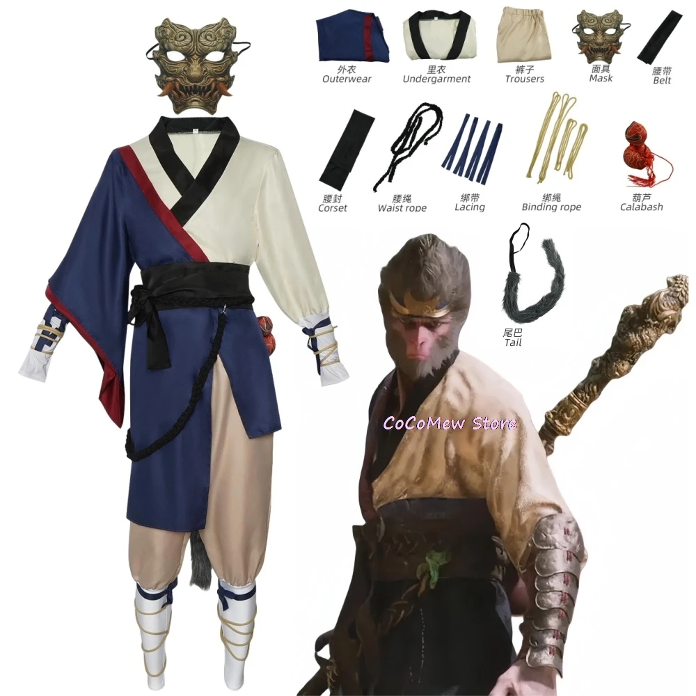 Disfraz de Mito de Anime negro Cos Wukong The Destinado One, disfraz para adultos, mujer, hombre, nuevo juego, disfraz de escenario elegante de Wukong