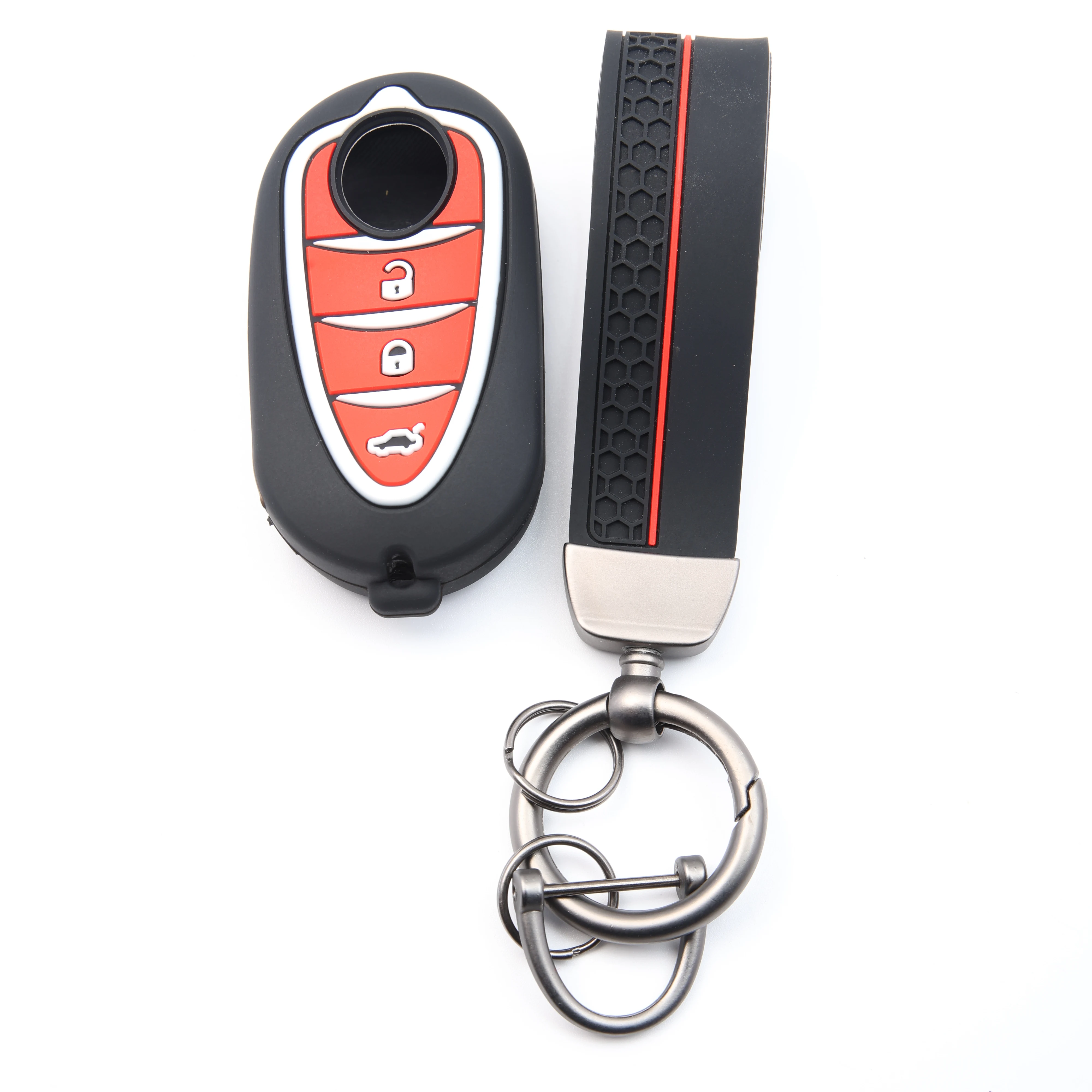 Ergonomic Two‑Tone Silicone Key Cover With Keychain for Alfa Romeo Giulietta MiTo 4C 159 GTO GTA Flip Remote Key Fob Holder