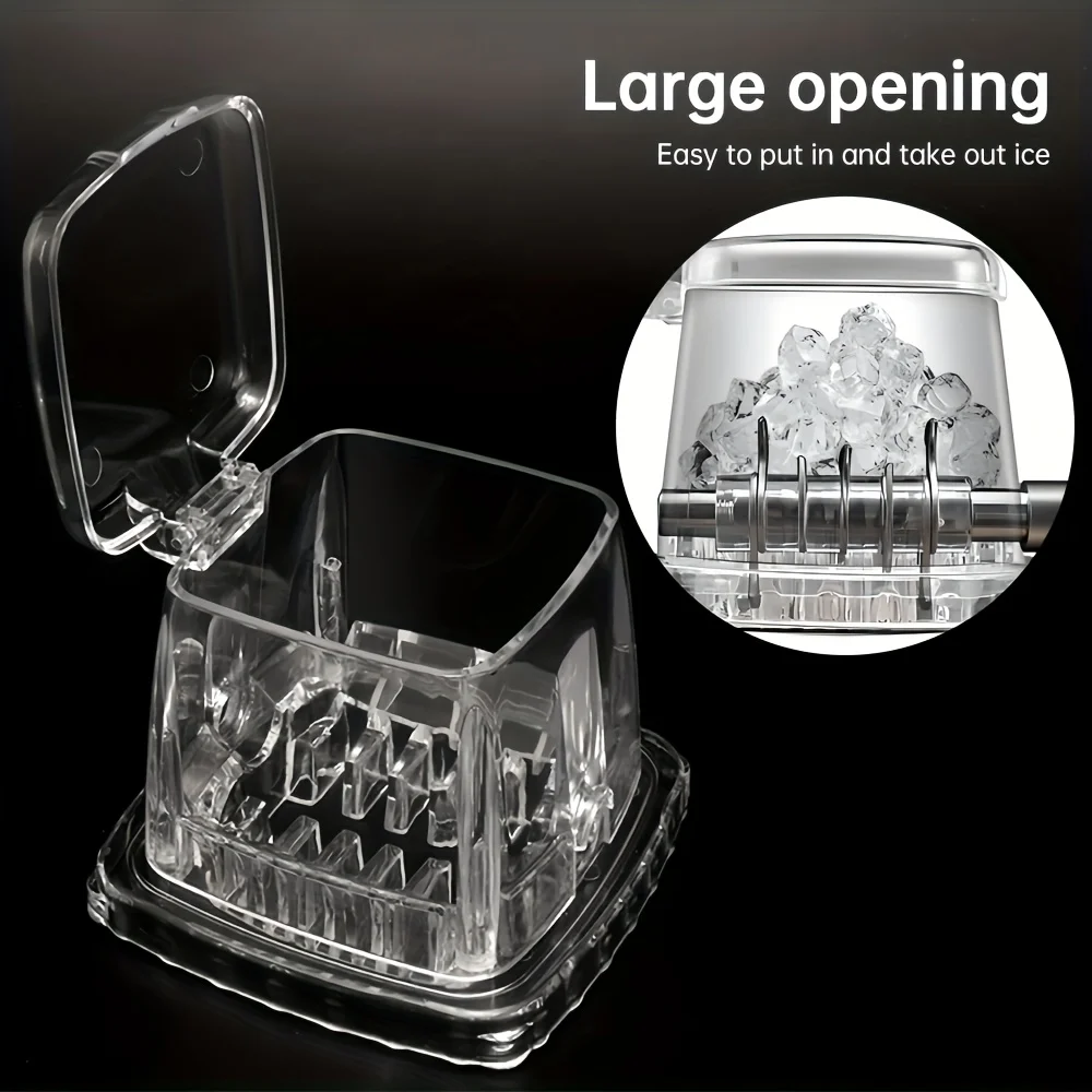 كسارة ثلج محمولة يدوية، صانع ثلج مطحون، ماكينة حلاقة ثلج بلاستيكية سوداء شفافة للاستخدام المنزلي، دليل متعدد الوظائف