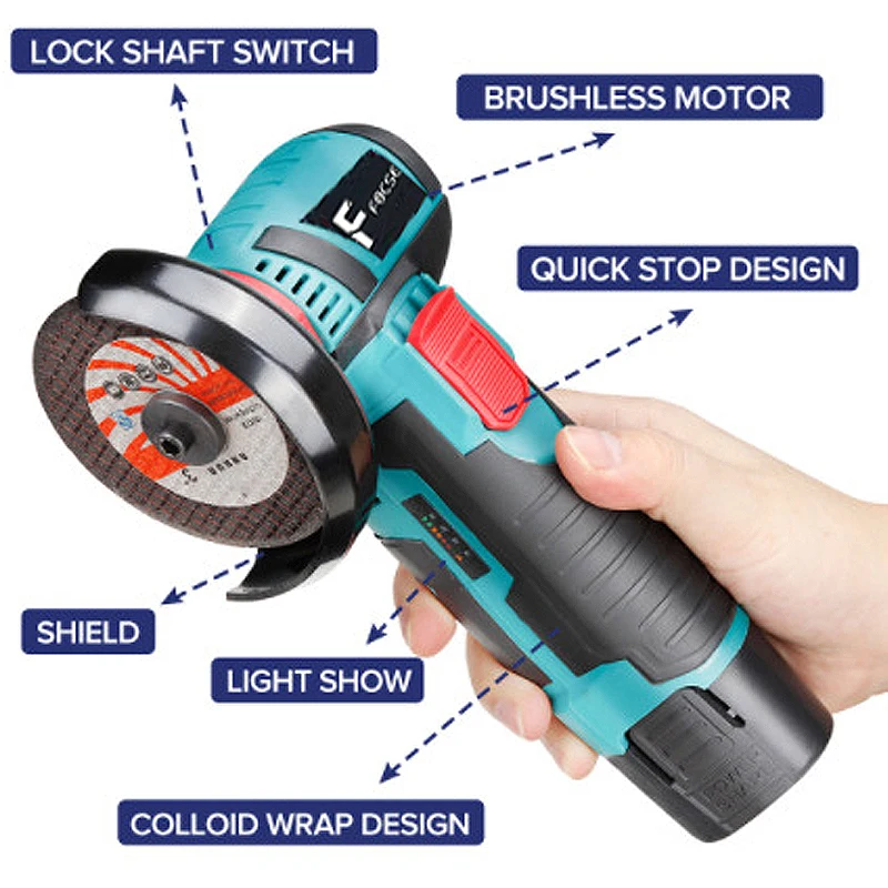 12V Mini Brushless ลูกหมู500W 19500RPM ไฟฟ้าไร้สายขัดเครื่องขัดส้นเท้าตัดแบตเตอรี่ลิเธียมเครื่องมือ