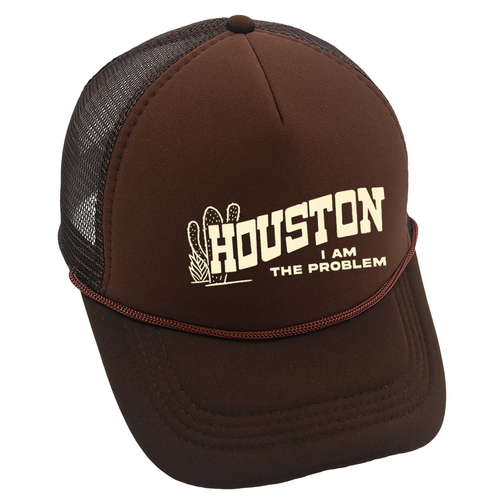 HOUSTON I AM THE PROBLEM Trucker Hat Desert Cactus Baseball Cap Summer Woman Beach Sun Hat