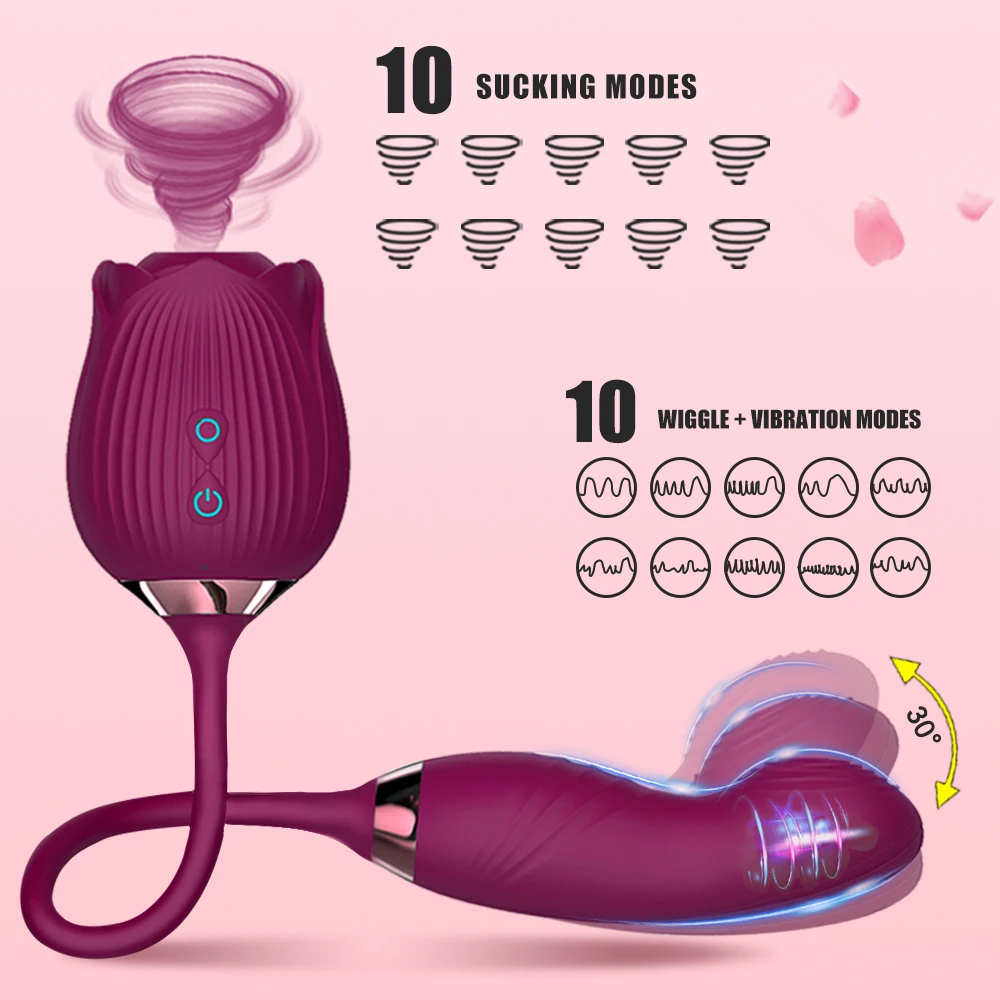 Rose Sucking Vibrator for Women Nipple Clit Stimulator Dildo Wiggle Vibrators Clitoris Sucker Vibrating Sex Toy for Female