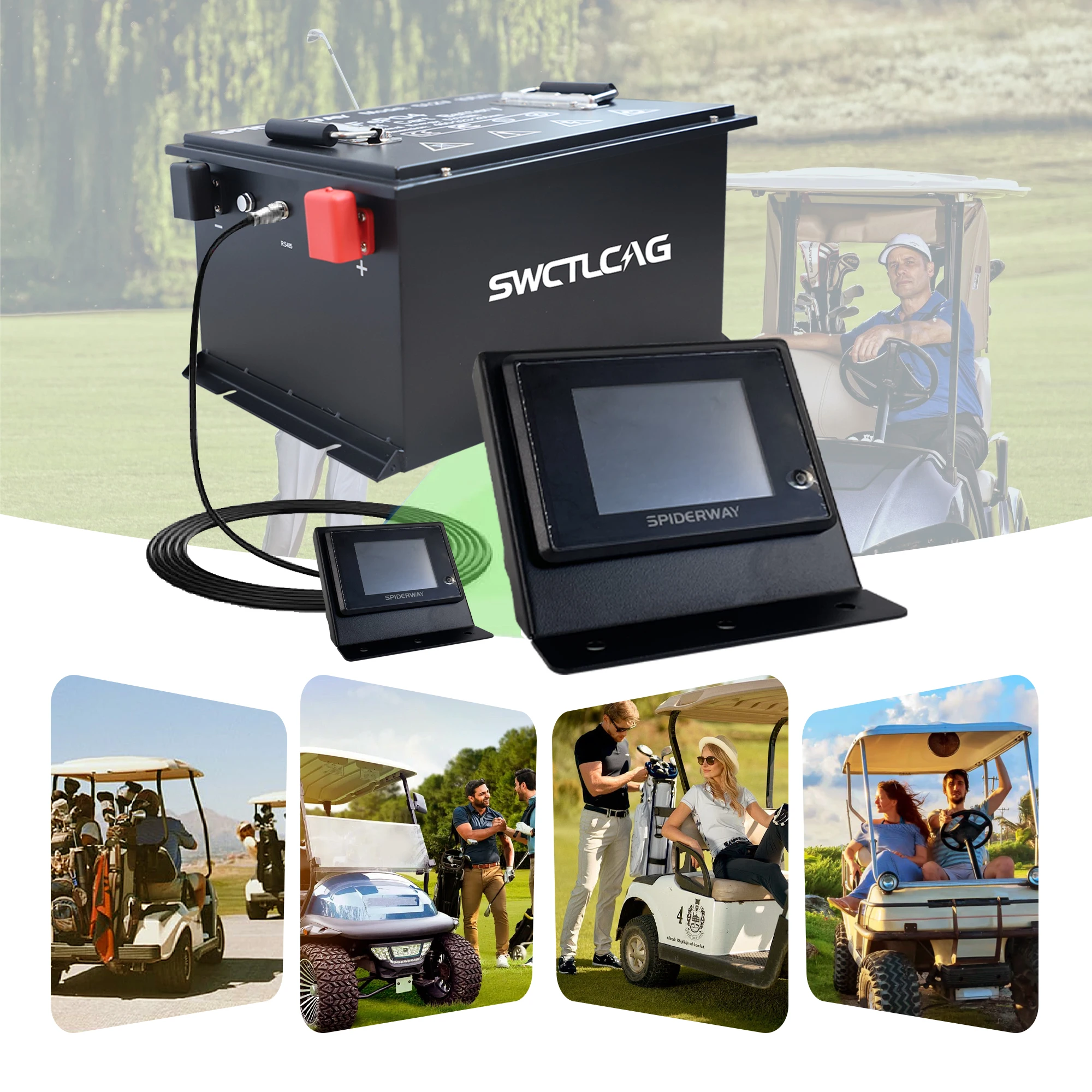 48V 105Ah Bluetooth LiFePO4 Lithium Battery w/ Charger for EZGO Terrain 1000/1500/250, Liberty, Valor, Shuttle RXV/TXT Golf Cart