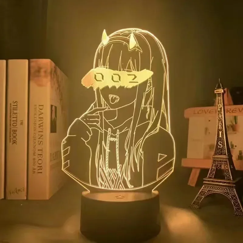 1pcs Anime Darling in The Franxx Figure 3D Lamps Warm Light Zero Two 02 HIRO LED Night Lights Gift for Friend Bedroom Decoration