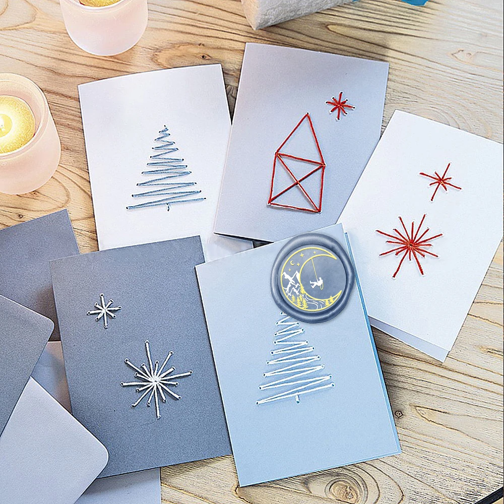 Пентаграмма треугольная Луна шаблон специальный воск печать штамп Diy крафт Скрапбукинг Рождество украшение для свадебного приглашения