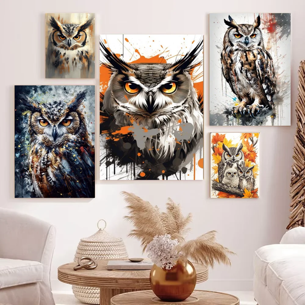 

Owl Theme Room Decoration Painting Wall Art Picture Bedroom Decorative Canvas Prints Modern Owl Silhouette for Living Room Decor