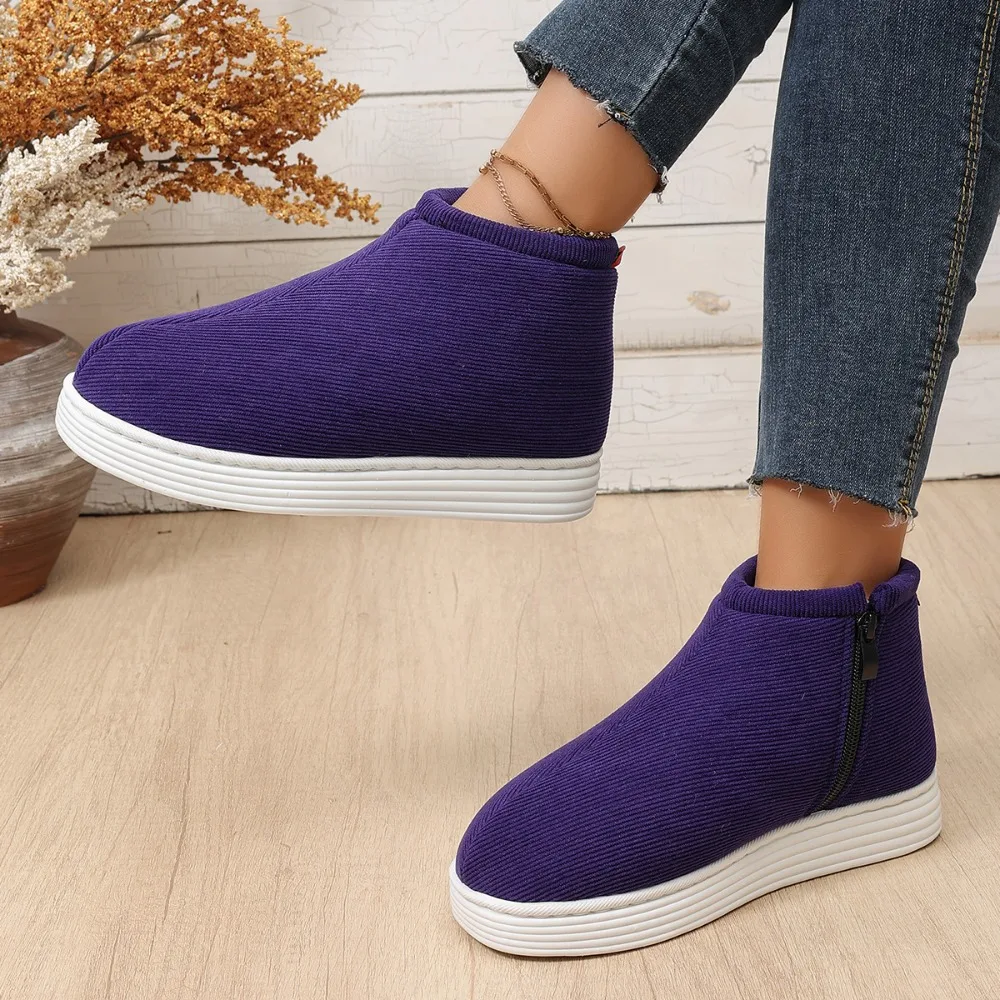 Women's Solid Color Simple Leisure Non-slip Platform Shoes 2026 Winter New Plush Skin-friendly Warm and Comfortable Snow Boots