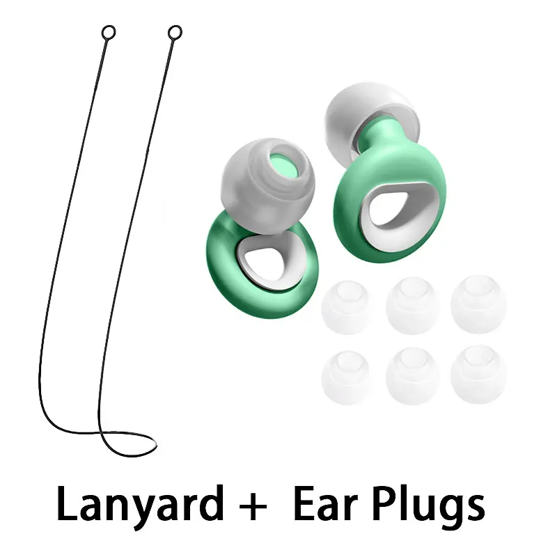 HUAK Quiet Silicone Ear Plugs With Lanyard Sound Insulation Sleep Ear Protection Anti-Noise Travel Soft Noise Reduction