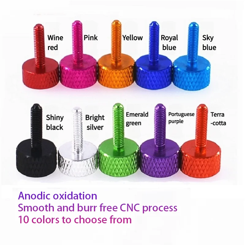 10pcs Aluminum Thumb Screw Computer Case Screw Knurled Hand Screws Anodized 10 Colors M3 M4 M5 M6