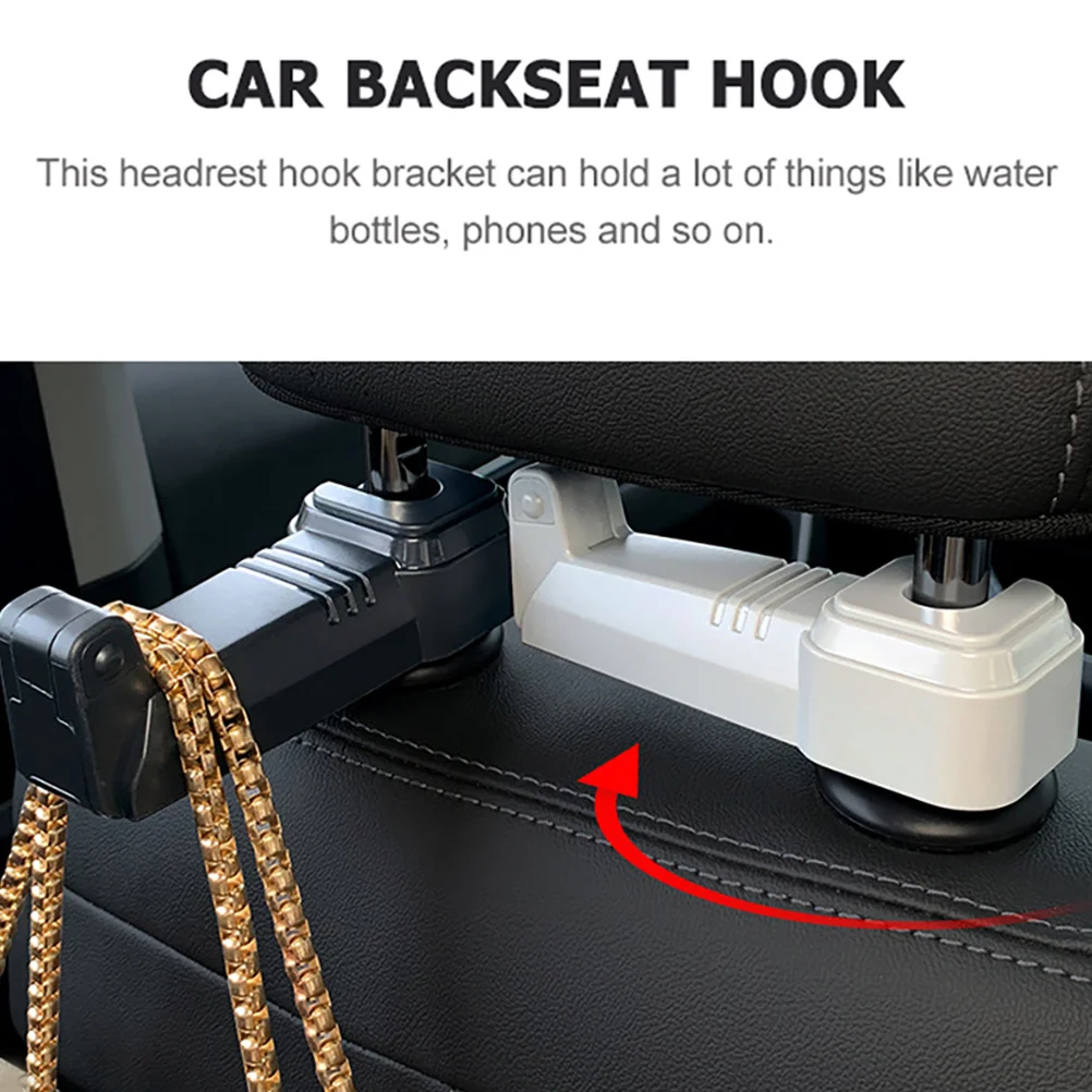 

Car Headrest Hook Bracket ABS Rotatable Back Seat Hanger Phone Holder Water Bottle Organizer No Tools Foldable for Vehicle