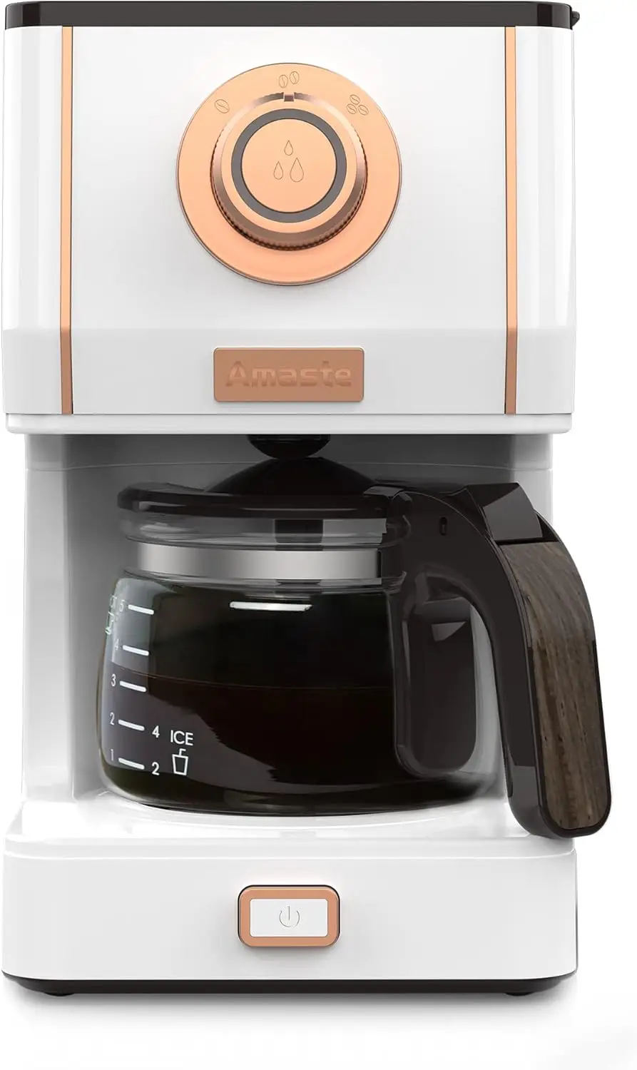 

Retro Style Coffee Machine with 25 Oz Glass Coffee Pot, Reusable Coffee Filter & Three Brewing Modes, Warming Plate, Elegant Whi