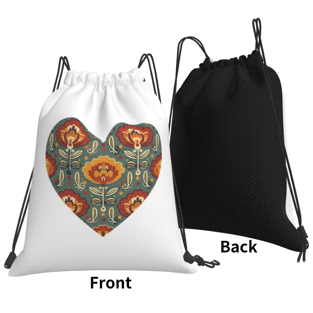 Retro Bloom Seamless Floral Pattern Backpacks Fashion Drawstring Bags Storage Bag Book Bags for Travel Students