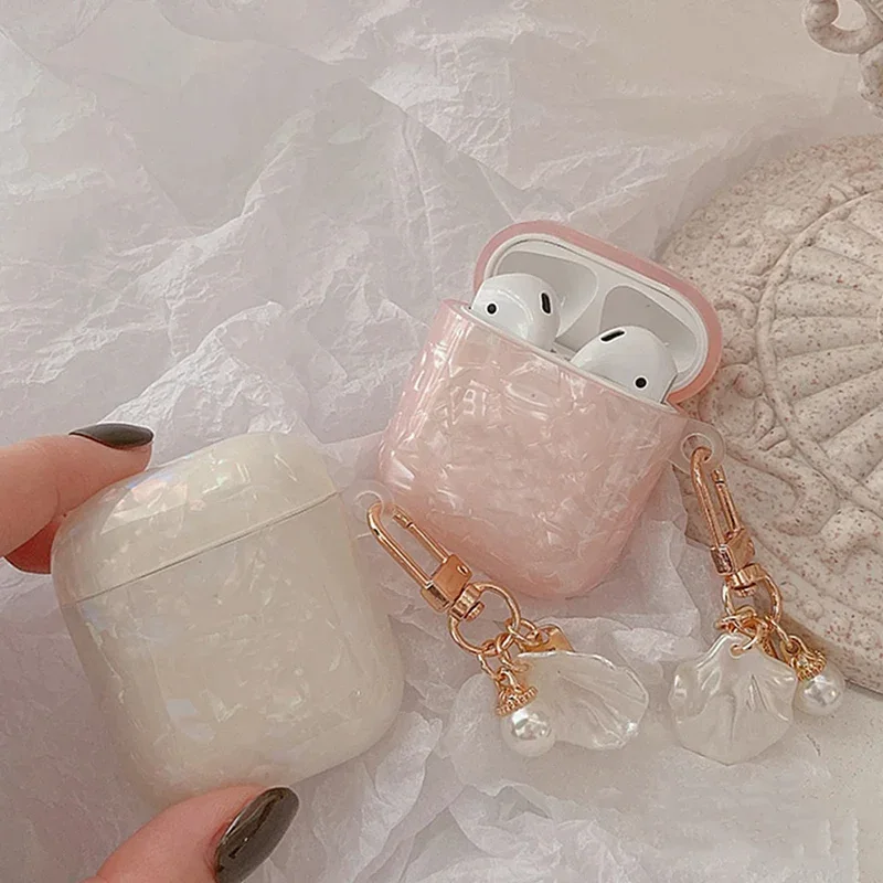 Dreamy Pearl Shell Soft Case with Keychain For AirPods 4 Airpods 3 2 1 pro 2 Wireless Earphone Accessories Headphone Box Cover