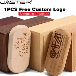 1PCS Free Custom Logo USB 3.0 Flash Drive 128GB Wooden Box Pen Drive 64GB Memory Stick 32GB Creative Wedding Gift Pendrive 16GB