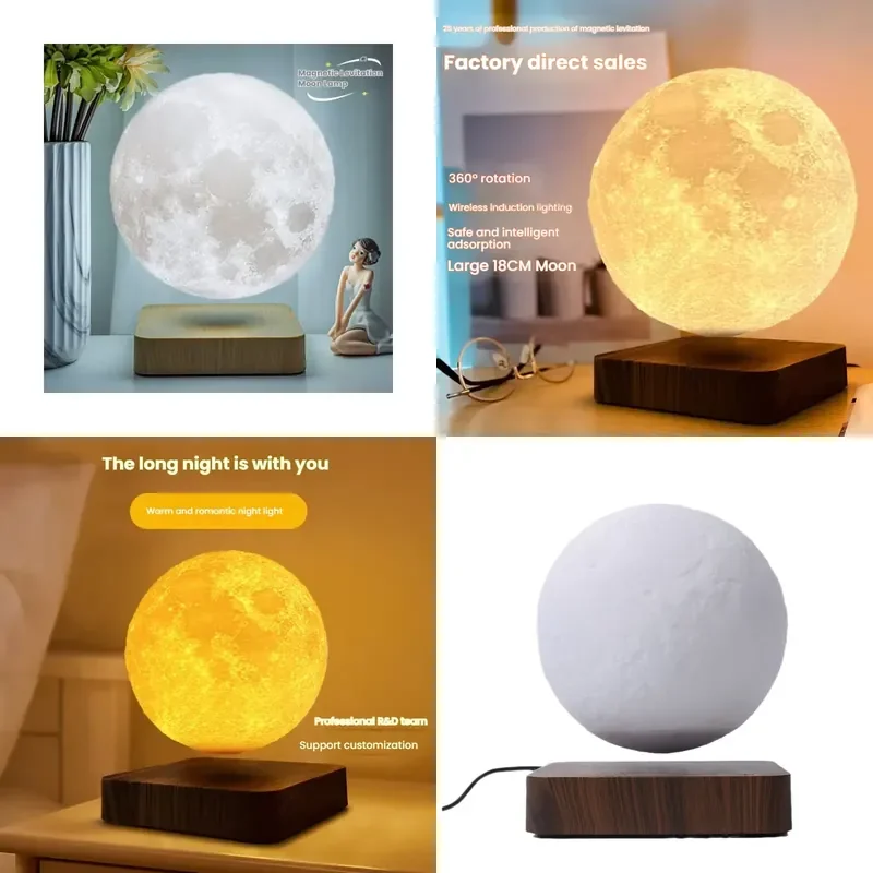 【CHIMU HOME】 Dropshipping Gift High-end Home Furnishings Magnetic Levitation Moon Lamp for Bedroom Ambient Night Light