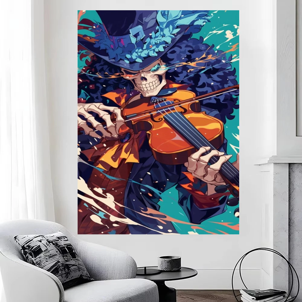 Pintura al óleo de One Piece, Brook, anime japonés, para pintar con números, decoración moderna para el hogar, ideal para la sala de estar o el dormitorio, un regalo perfecto, sin marco.