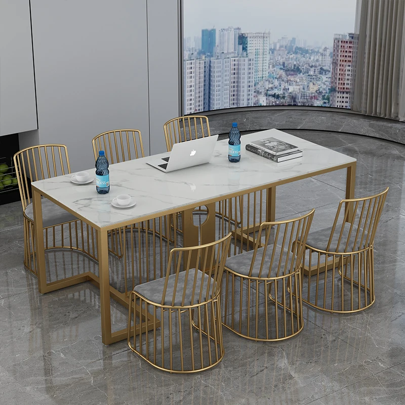 Customized Nordic Light Luxury Marble Office Conference Table Computer Business Negotiation Table Reception Table and Chair Nego