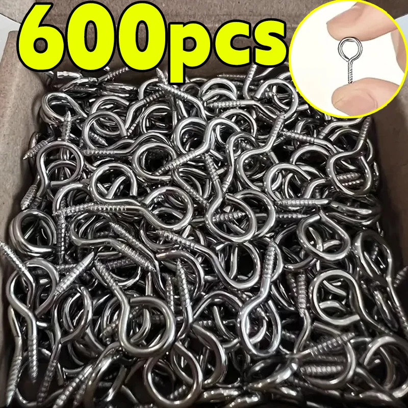 300/600pcs Tiny Mini Eye Pins Eyepins Hooks Eyelets Screw Threaded Stainless Steel Clasps Hook Jewelry Findings For Making DIY