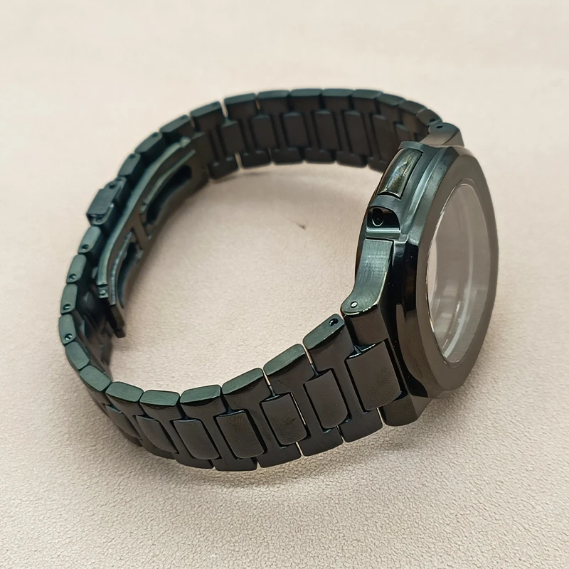 Czarne etui do zegarka Nautilus NH35 etui nadające się do NH35 NH36 4R montaż paska zegarka przezroczysty tył pokrowiec 20ATM etui na zegarek