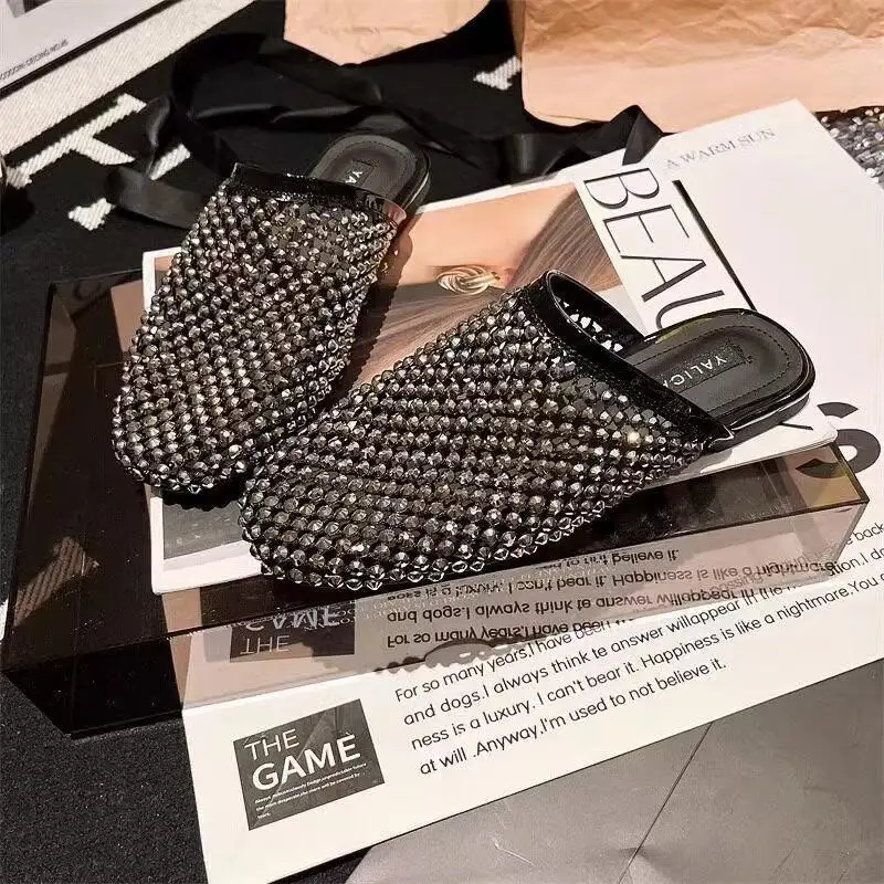 Women Slippers Summer 2026 New Luxury Brand Slippers Lightweight Round Head Shoes Water Diamond Large Flat Sandals Slides Women - view 6
