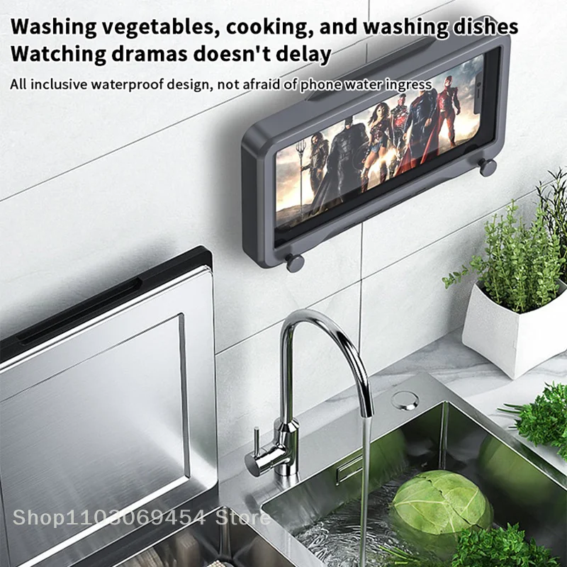 Funda impermeable para teléfono con rotación de 360 grados, con sección de aromaterapia y gancho para baño, cocina, diseño antiniebla