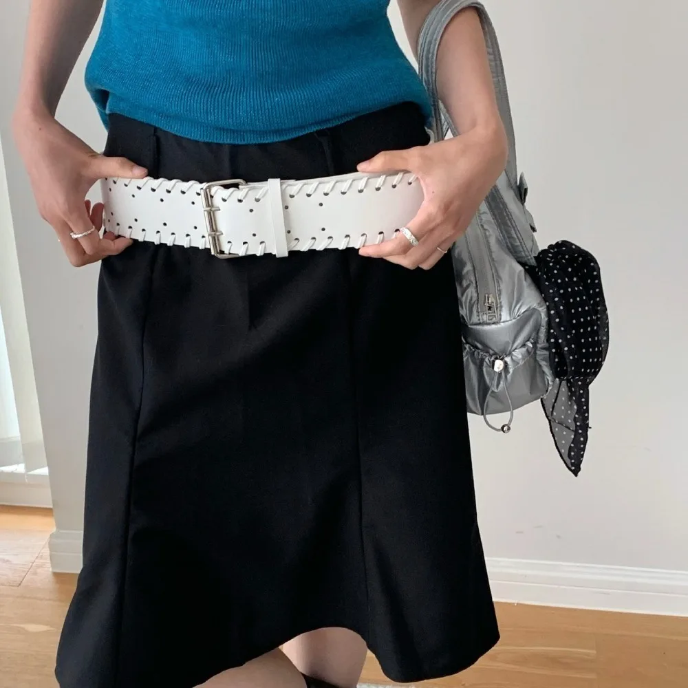 

Personalized Woven PU Leather Waistband Y2k Harajuku Women Wide Belt Punk Waist Belt Western Cowboy Belt Jeans Decorative