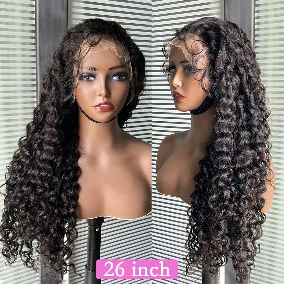 Water Wave Super Double Drawn Human Hair Wigs Preplucked Real HD Lace 13x4 Lace Frontal Wig 200% 250% Full Virgin Hair For Women