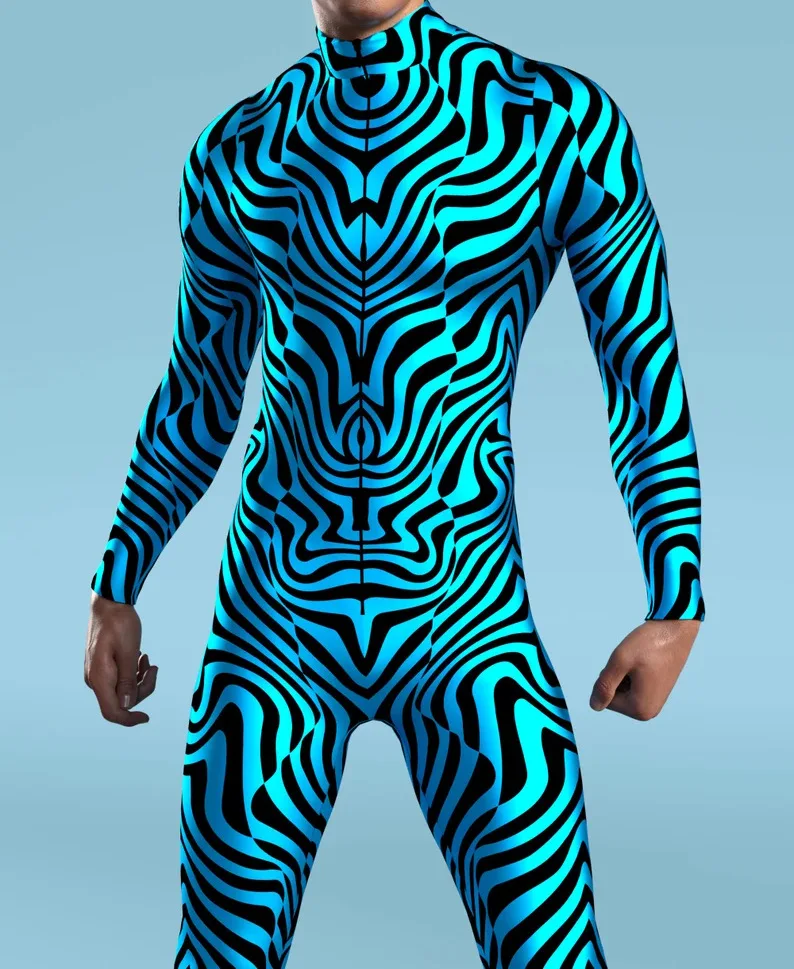 Halloween Herren Sexy Schlangenleder-Optik Cosplay Jumpsuit Tier-Bodysuit Festival Zentai-Anzug Themenparty Catsuits Rave-Outfits Neu – Detail 17