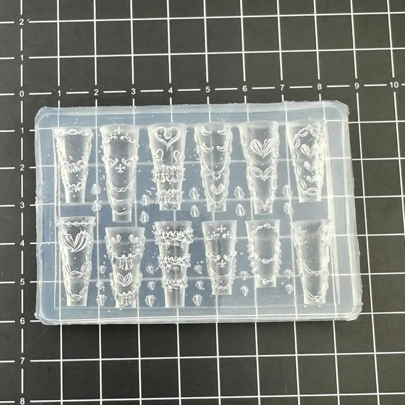 الفرنسية الدانتيل سلسلة الزهور ثلاثية الأبعاد قالب أكريليك سوان مسمار الفن زينة DIY بها بنفسك سيليكون مزين مسمار الفن قوالب الأظافر أداة قولبة #5