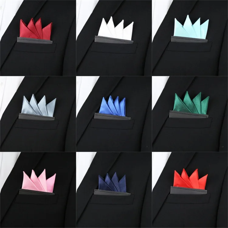 Men's Business Pocket Towel Suit Wedding Straight Through Chest Towel Red Gold Blue Green Pink Clothing Decoration Accessories
