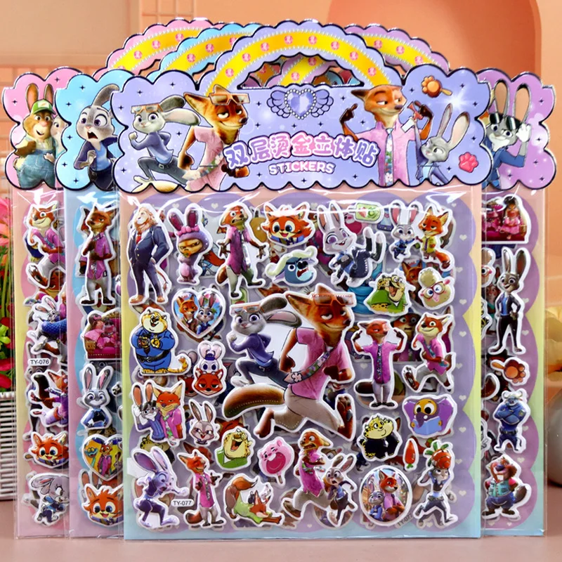 Adesivo 3D a Doppio Strato Serie Zootopia con Personaggi Nick e Judy, Adesivo Fatto a Mano per Decorazione e Regalo Divertente