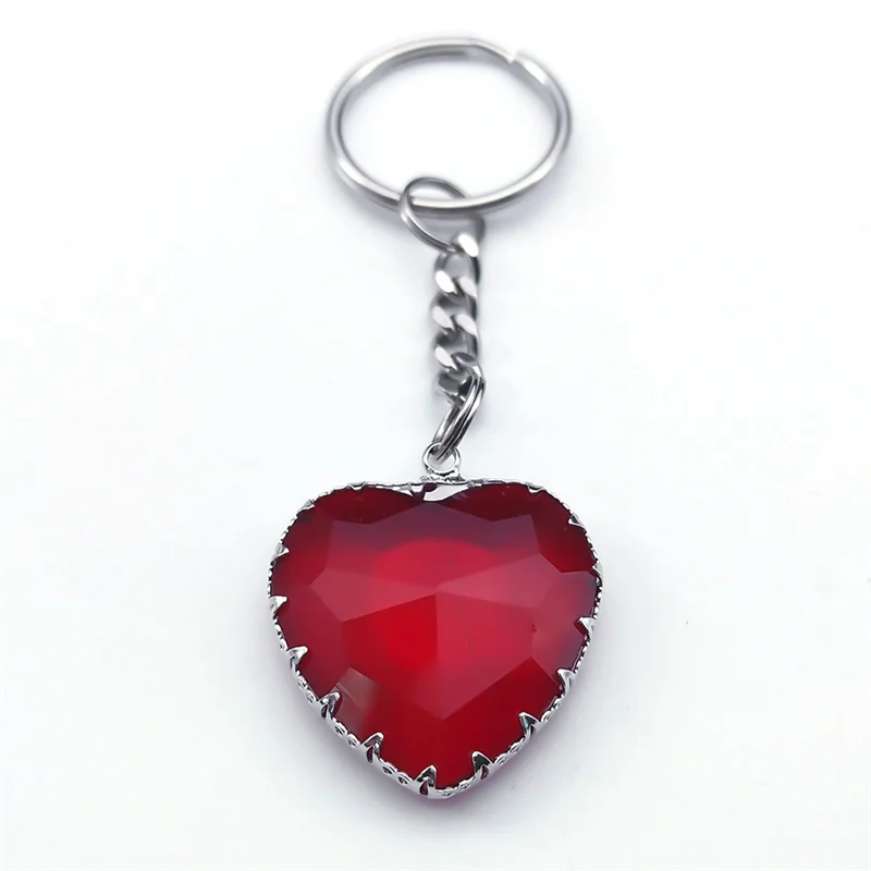 Goth Red Heart Crystal Key Chain Holder for Women Men Stainless Steel Keyring Car Bag Accessories Jewelry Gift For Lovers KXS04