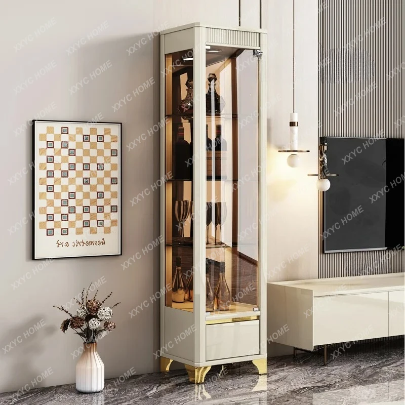 Wine cabinet modern simple high-end light luxury glass door display cabinet household integrated wall storage new model