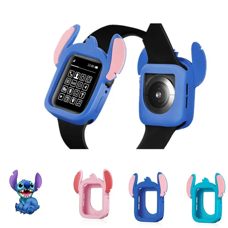 Disney Stitch Protective Case for Apple Watch 40mm 44mm Cartoon Silicone Watch Cover for IWatch Accessories Replacement Shell