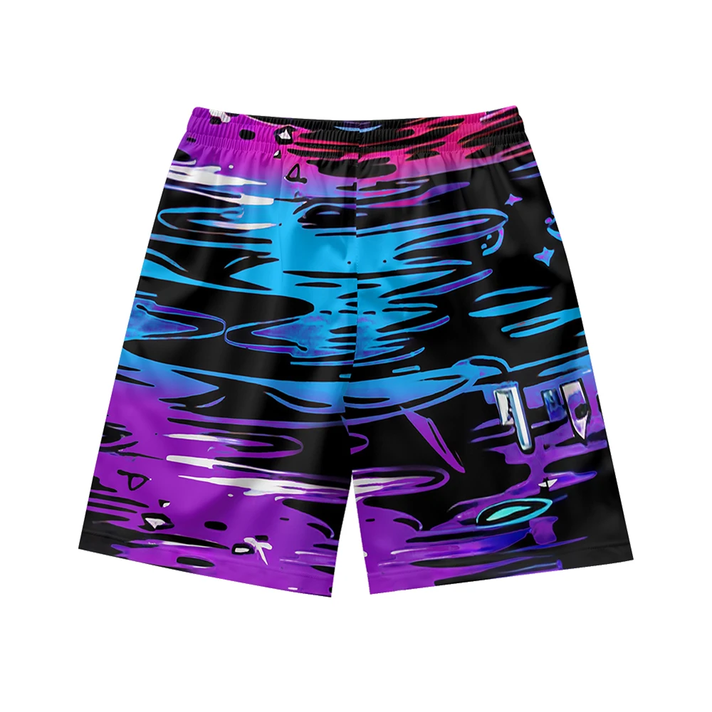 Graffiti skeleton clown pattern, suitable for daily wear, casual trend, summer men's drawstring beach sports shorts