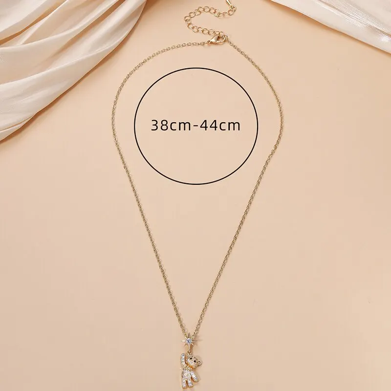 Obega جميل الدب القلائد للنساء مكعب الزركون مطعمة الذهبي سلسلة عنق القلائد الإناث لطيف دلاية مجوهرات #6