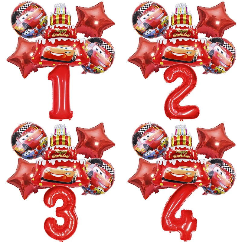 Cartoon Disney Cars Foil Balloons Lightning McQueen 32Inch Number Baby Boy Car Air Balloons Birthday Party Decor Kids Toys