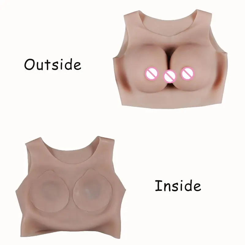 Silicone Fake Boobs B C D E G Cup Realistic Back Hollow out Chest Suitable for Summer Cosplay Costumes Drag Queen Sissy Pussy