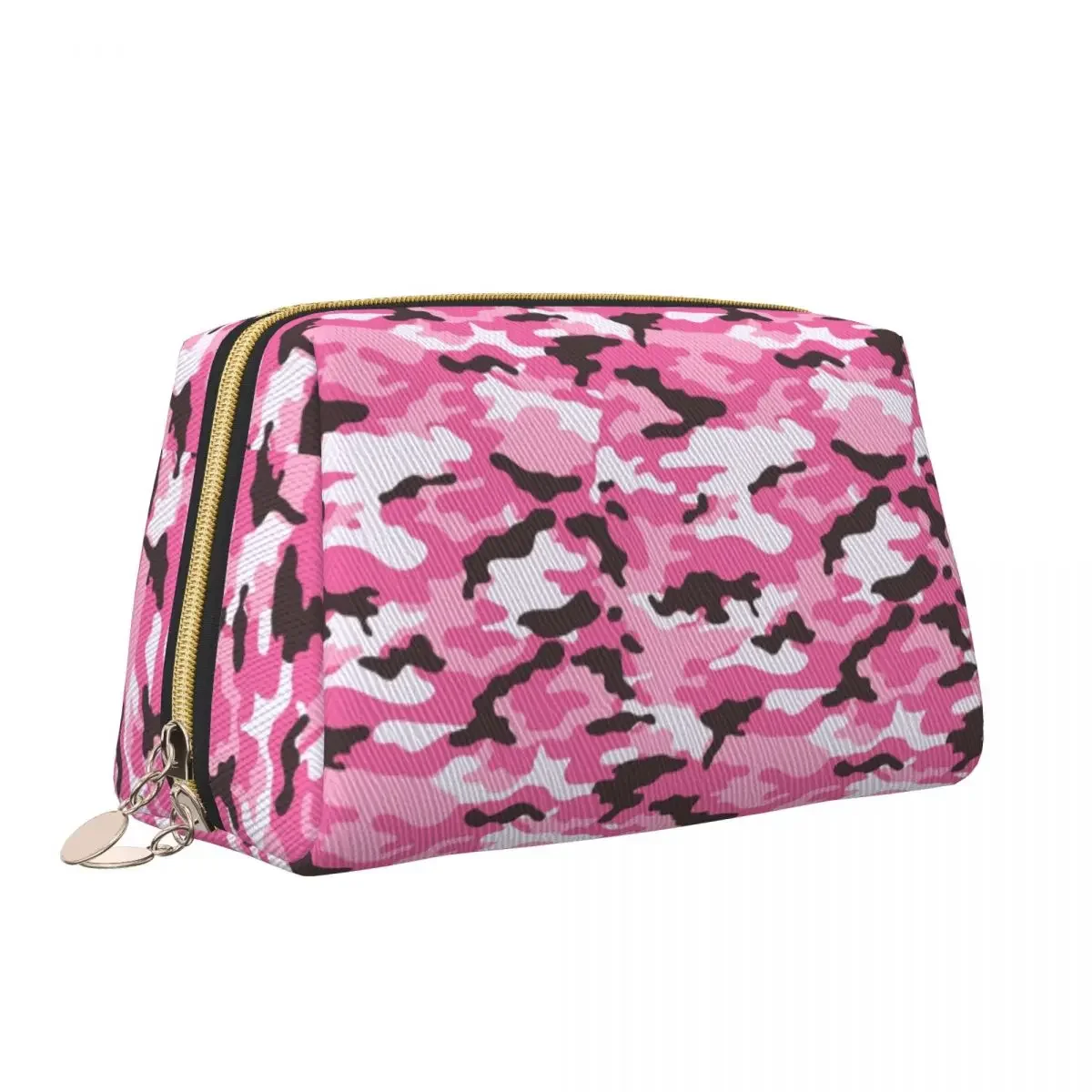 Pink Stripe Camo Cosmetic Bag Women Kawaii Big Capacity Tactical Camouflage Makeup Case Beauty Storage Toiletry Bags