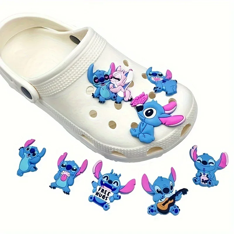 Hebillas de zapatos de la serie Disney Stitch, dijes de zapatos desmontables con patrón de dibujos animados, accesorios decorativos Kawaii, 8 piezas