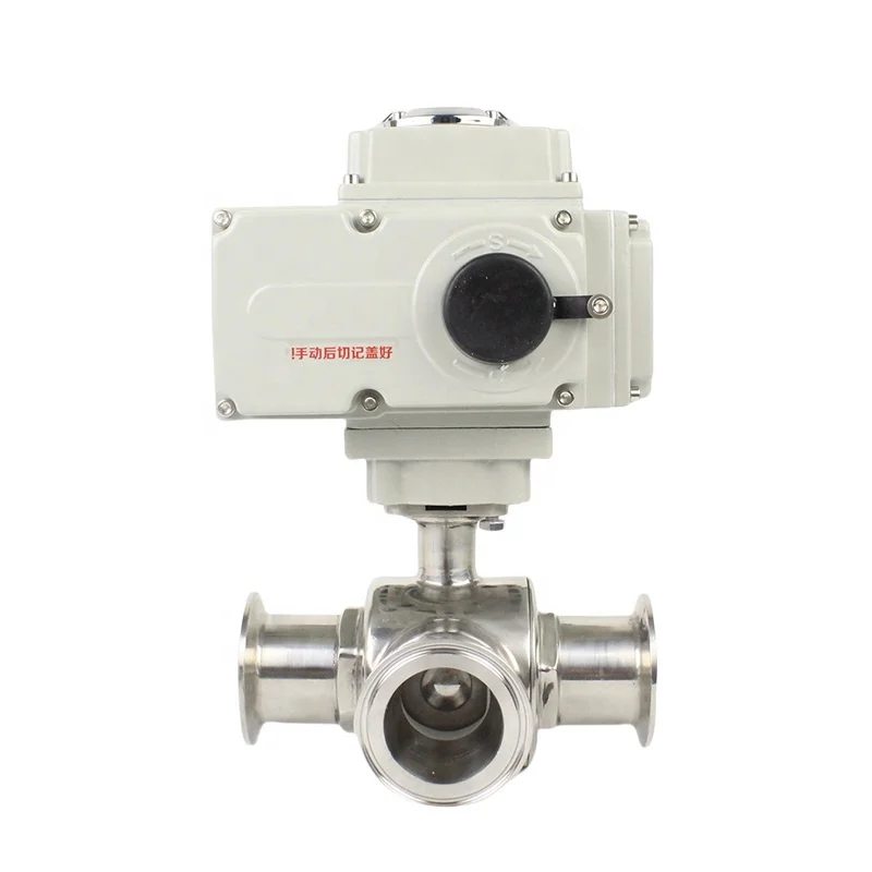 Electric Modulating Motorized Ball Valves for Swimming Pools AC220V 16WSK3TQ+CEA220SV Tri-Clamp Connection IP67 T Type Express