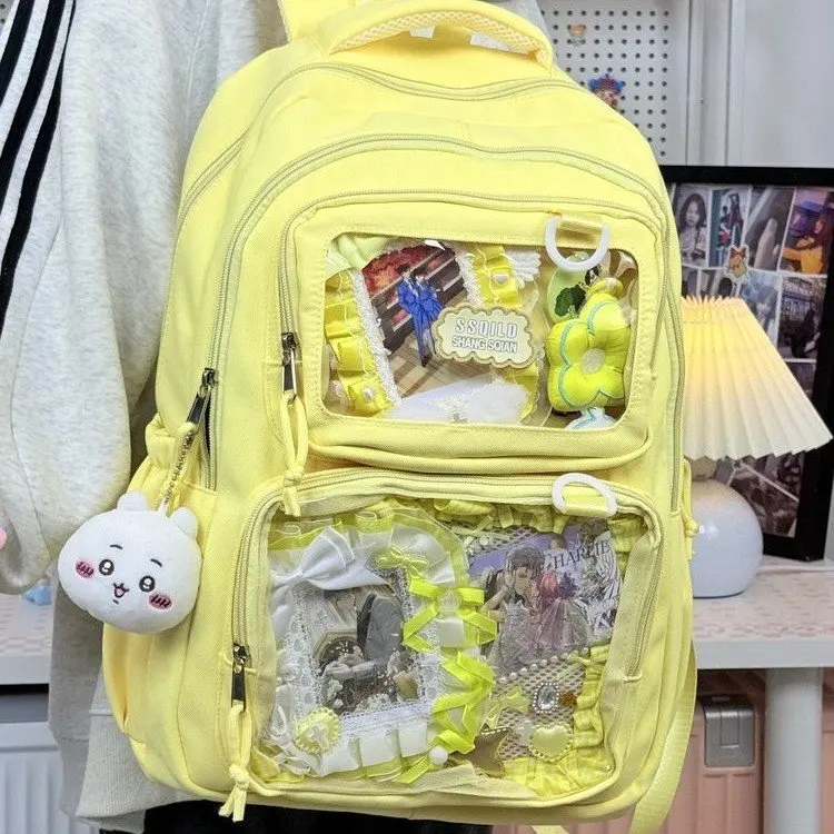 New Ins Style High Aesthetic Value Backpack for Girls with Pain Layer Can Hold Bubble Cards Double Shoulder Bag Commuter Frie...