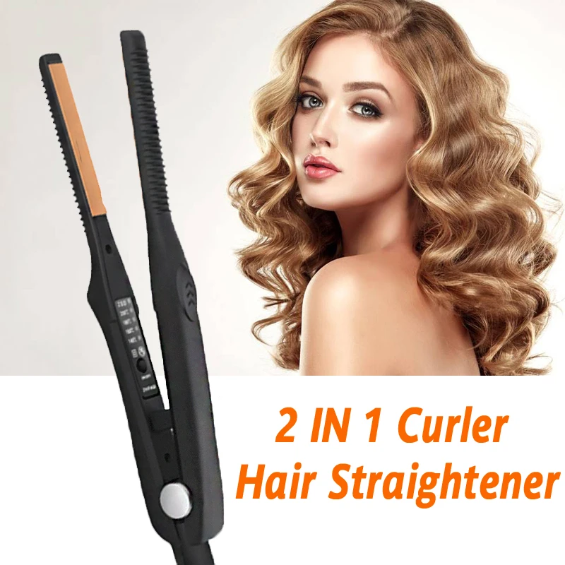 Small Pencil Hair Straightener Flat Iron Hair Ceramic Tourmaline Mini Hair Straightener 3/10 Inch Beard Straightening Iron